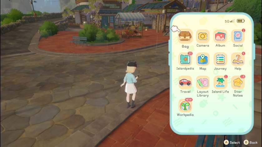 A girl and a phone screen with apps in Starsand Island.