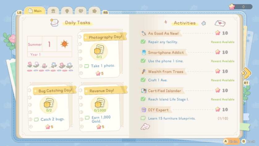 A journal showing progress in Starsand Island