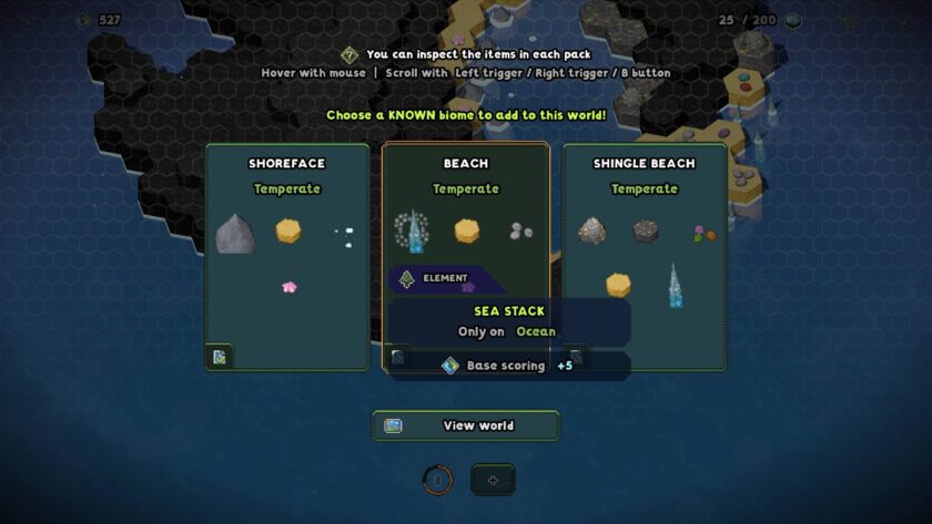 My Tiny Landscape pick a biome