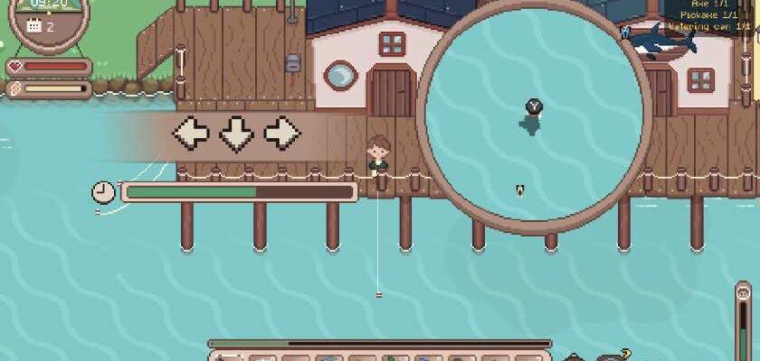 A fishing mini game in Shinehill