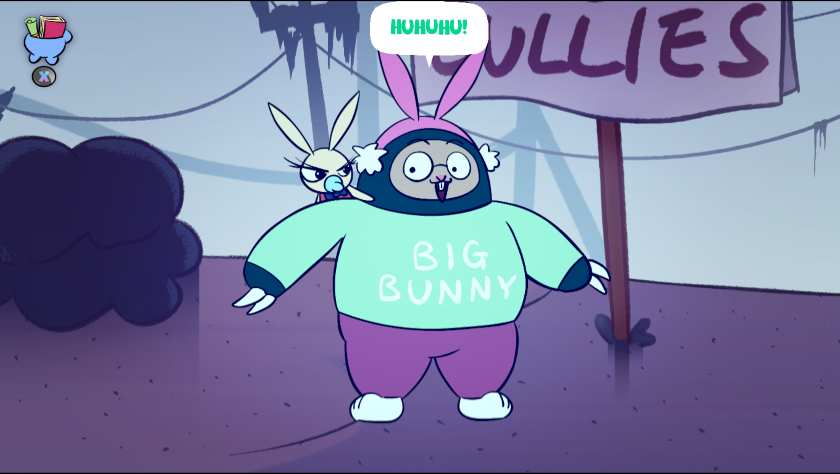 A large bunny and a small bunny in Apopia.