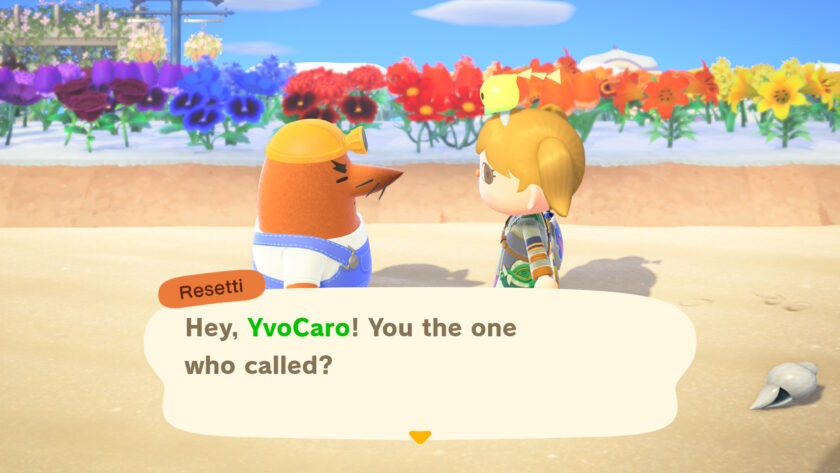 Screenshot for video game Animal Crossing New Horizons, Resetti's Service, published on LadiesGamers.com