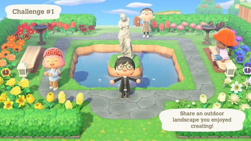 Screenshot for video game Animal Crossing New Horizons, the first challenge, published on LadiesGamers.com
