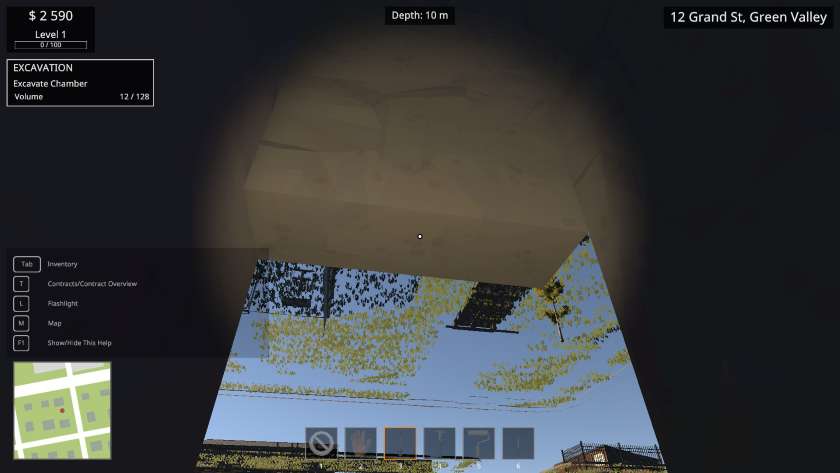 An underground cave looks out into the out-of-bounds underneath the whole world in a strange bug in Bunker Constructor Simulator.