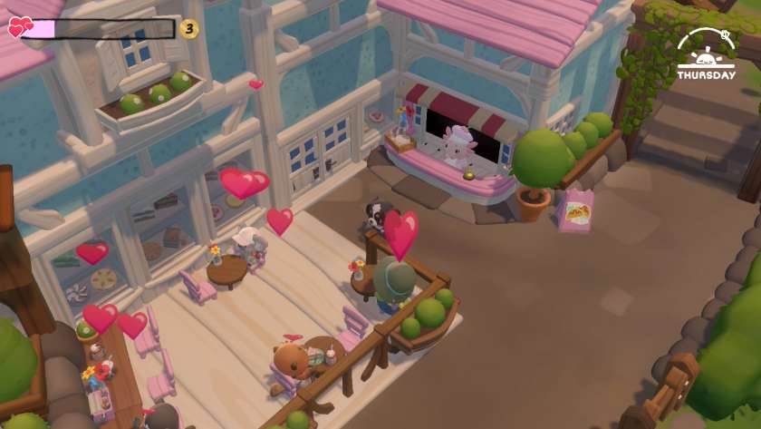 My character waving to NPCs at the cake cafe. Published on LadiesGamers
