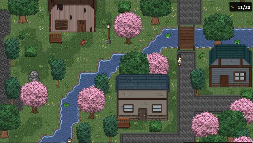 Two houses, a stream and some trees in Isle of Finbari