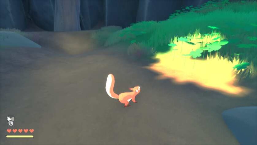 A squirrel near a patch of light in Squirreled Away