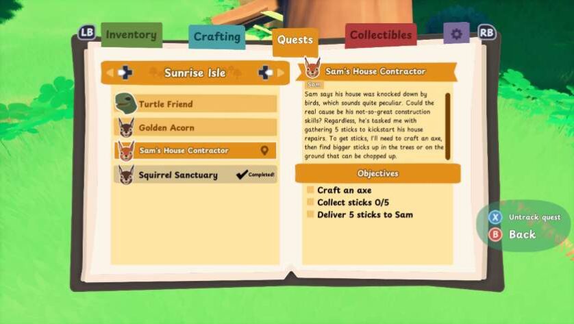 A gameplay journal in Squirreled Away