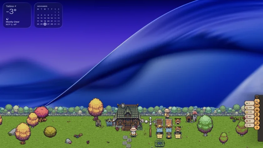 Screenshot for video game Grandpa's Bee Haven, a cozy idler, published on LadiesGamers.com