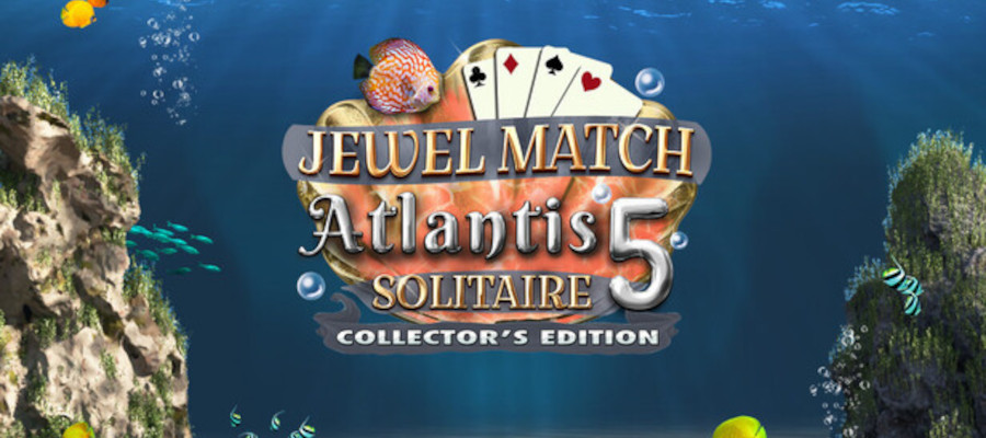 Jewel Match Atlantis Solitaire 5 Logo and key art.
