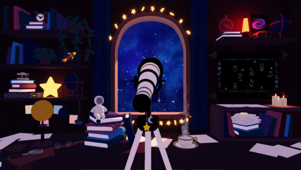 Astronook study room with the telescope in the middle