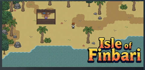 A pixel art body of water and sand in Isle of Finbari