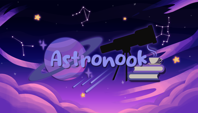 Astronook logo with constellations and books. Published on LadiesGamers