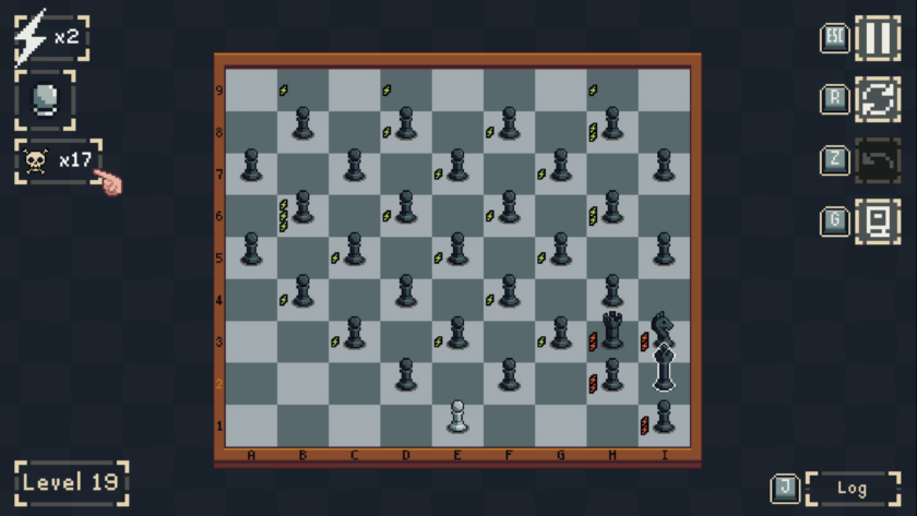 Mate'Morphosis: a large chessboard puzzle that requires careful consideration to player energy