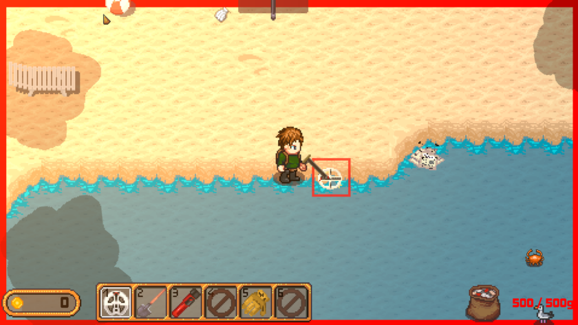 Retro Relics: the metal detector has found a buried object, emphasized by the red border and sparkle effect