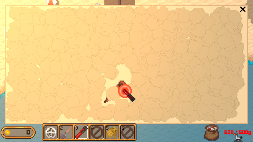 Retro Relics: the pinpointer helps players precisely locate the buried item