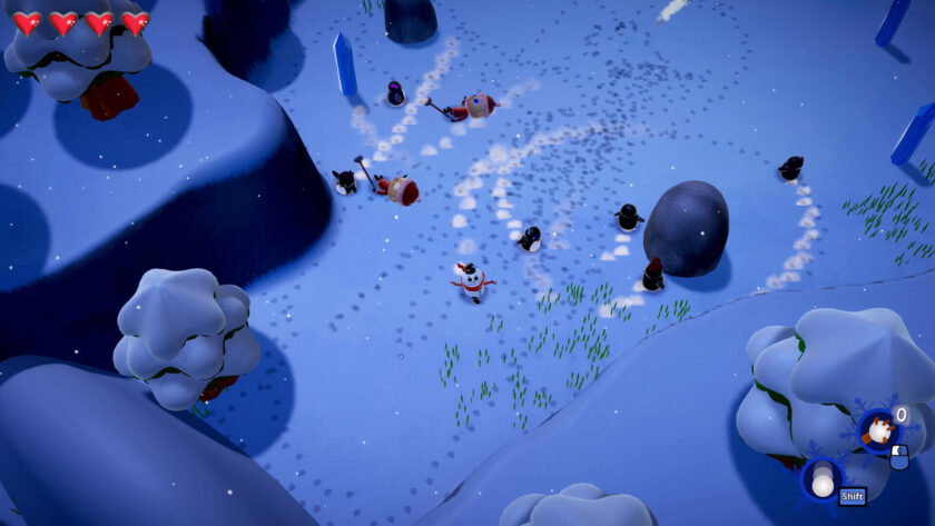 Snowman Mo snowball fight