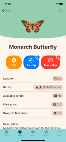 Screenshot for app ACNH Travel Guide, published on LadiesGamers.com