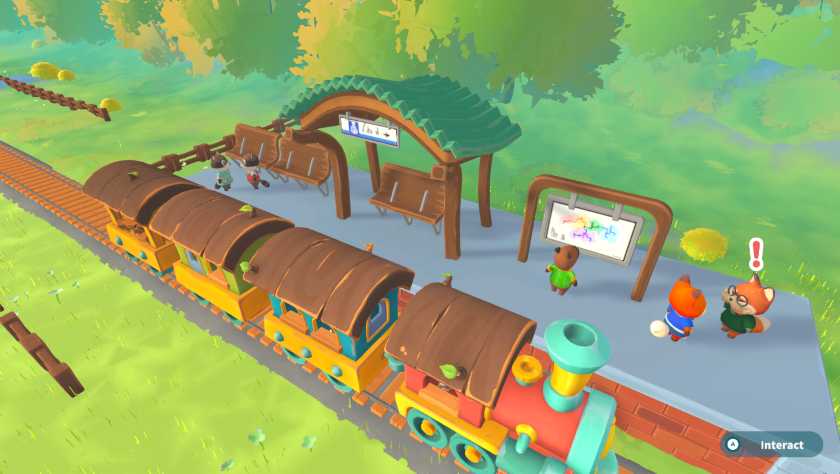 A cartoon train in Piece By Piece