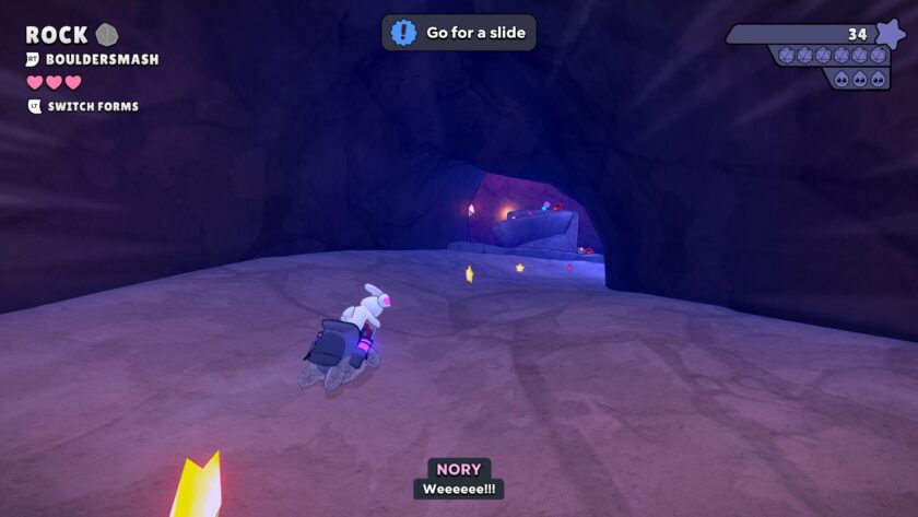 Teeto sliding down a level