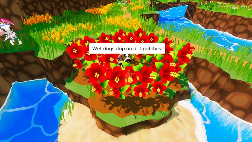 Red flowers in A Corgi's Cozy Hike.