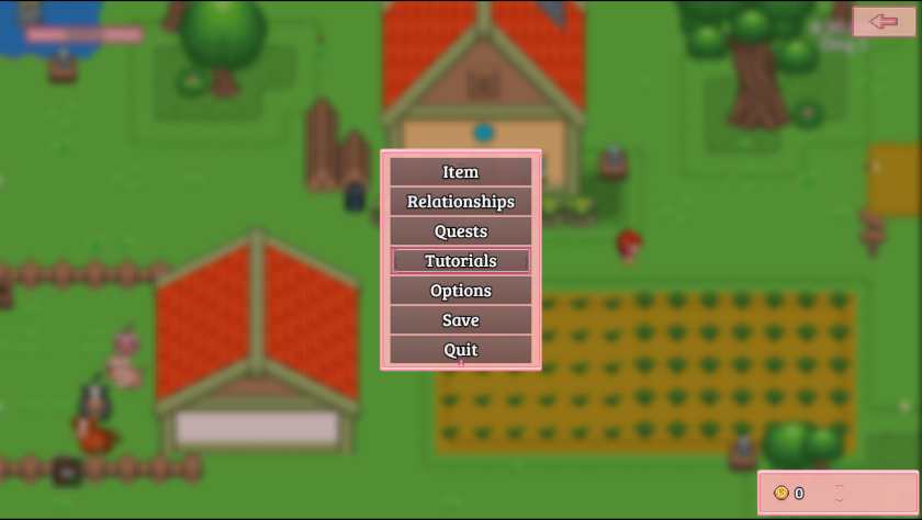 Menu of game play actions in Bitter Harvest.