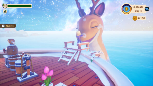 Collector's Cove main character hugging yhe animal friend