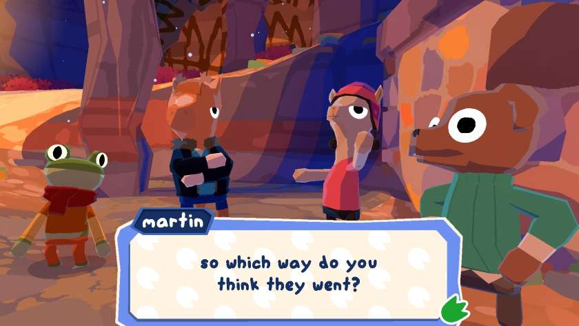 Martin and your friend group talk about the escaped villain in Lil Gator Game: In the Dark DLC.