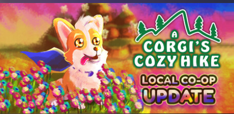 A corgi in a field of flowers in A Corgi's Cozy Hike
