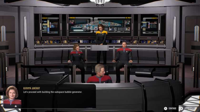 Screenshot of the bridge for the video game Star Trek: Voyager - Across the Unknown, published on LadiesGamers.com