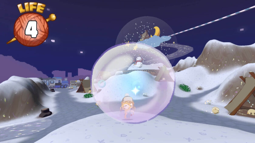 In My Bubble blowing a bubble
