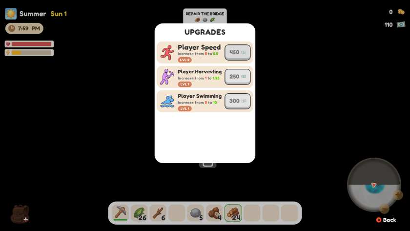 A list of upgrades in Shorekeeper
