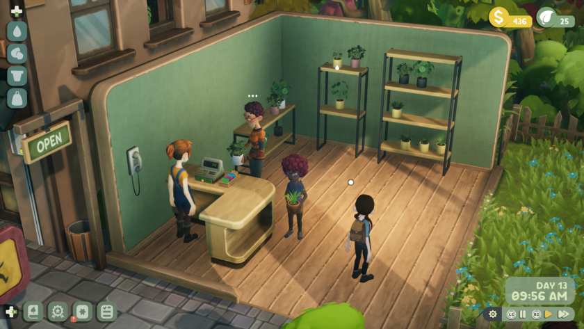 Customers in a plant shop in Leafy Corner