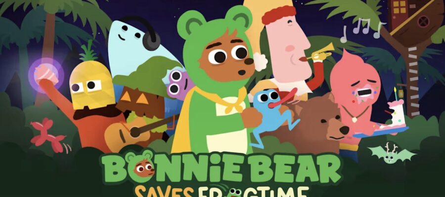 Promotional image for Bonnie Bear Saves Frogtime showing the titular character and his friends. Published on LadiesGamers
