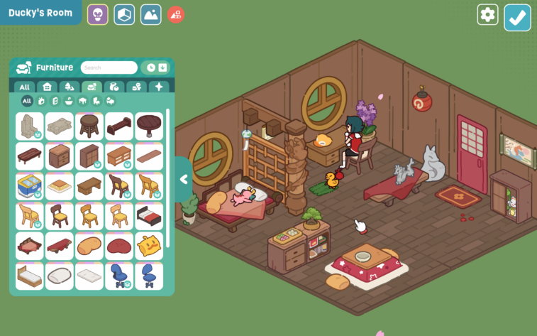 Lost and Found Co: players get an empty room that they can customize with various furniture and companions