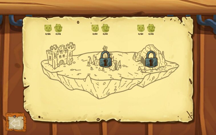 a map with an island and three castles with two of them locked