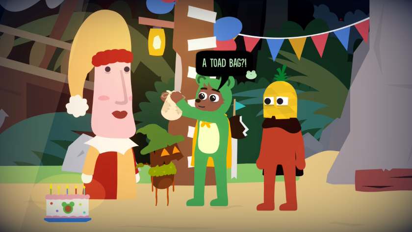 Bonnie surrounded by his friends, holding a toad bag. Published on LadiesGamers