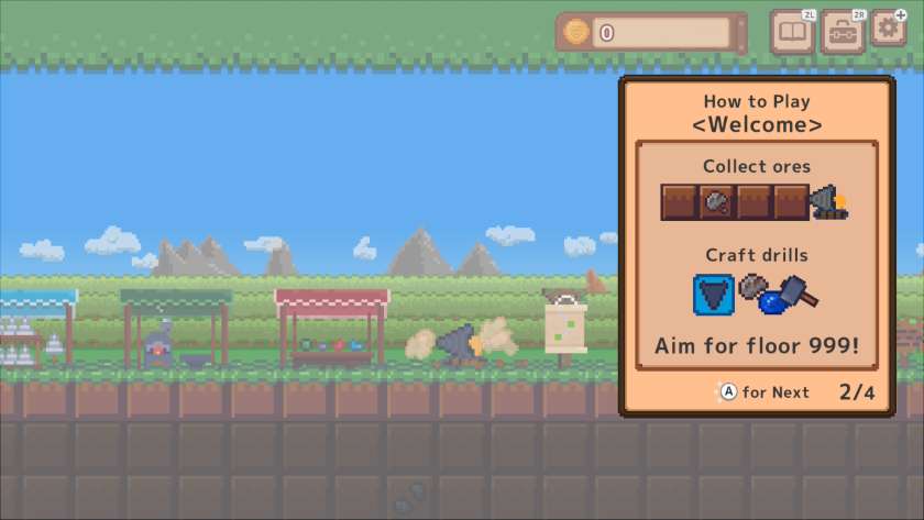 The start of DigDigDrill, with a help box giving the objective. Published on LadiesGamers