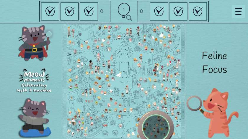 The zoomed out scene with the magnifying glass showing blue. Published on LadiesGamers