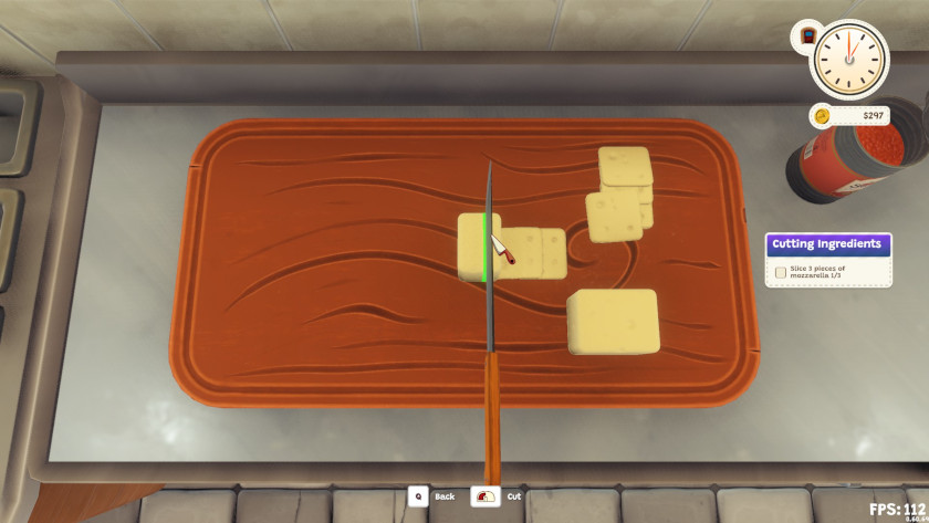 Cheese is being chopped in Pizza Slice.