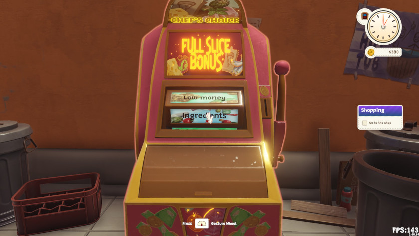 The gambling game in Pizza Slice.