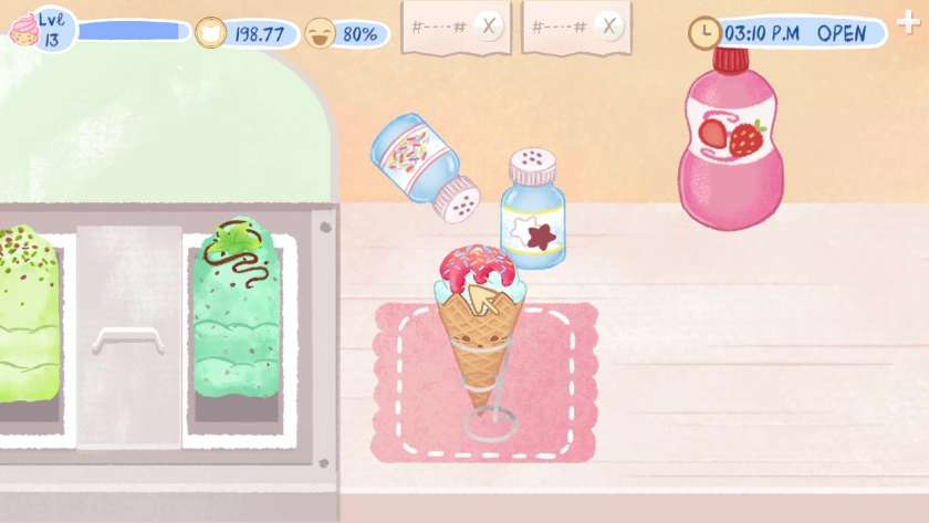 An ice cream at the toppers counter, with a sprinkles jar above it. Published on LadiesGamers