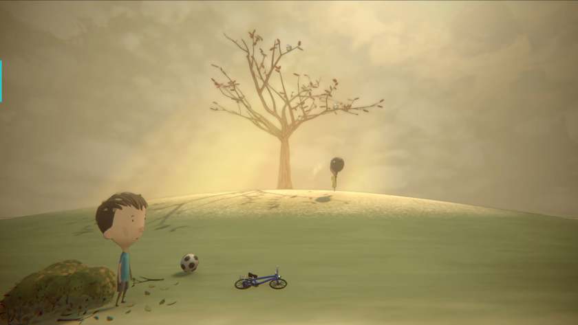 A boy with a girl and a tree in the distance in The Day I Became A Bird