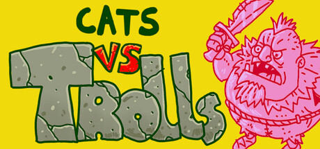 the title on a yellow background and a pink troll on the side