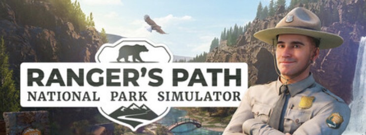 the logo Ranger’s Path: National Park Simulator and a male ranger on the side