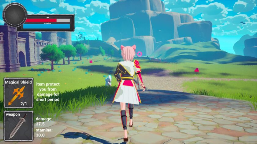 Mochiko the Samurai exploring the land