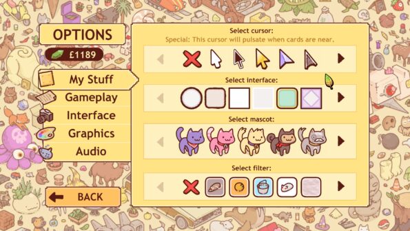 Find Matt's Cats options menu