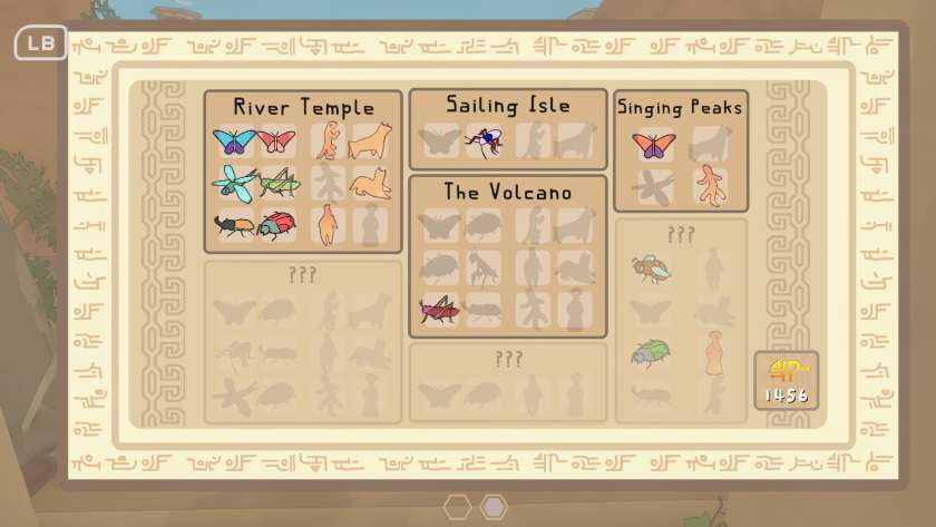 The collection menu in Gecko Gods.