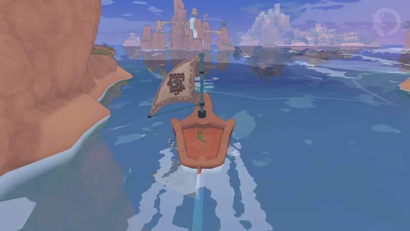 The gecko sailing a boat in Gecko Gods.