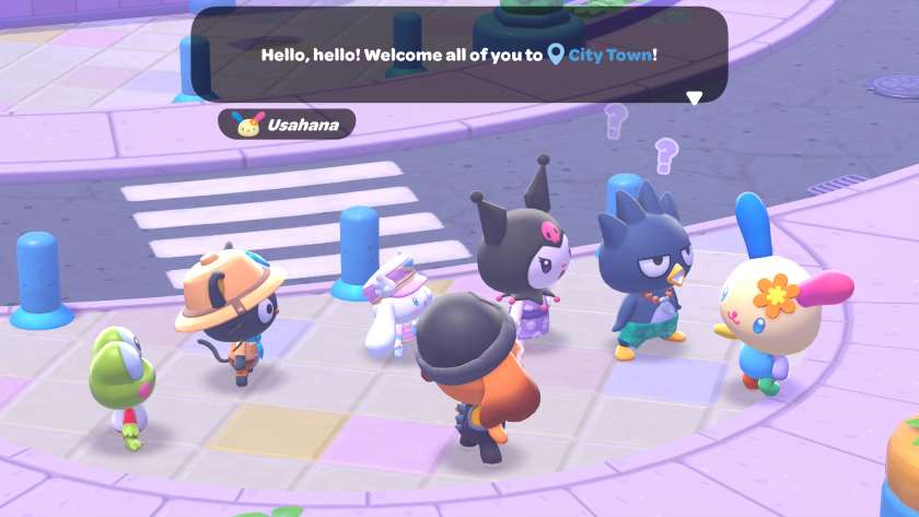 The group of friends being greeted in the city square by Usahana, who is saying “Hello, hello! Welcome all of you to City Town!” Published on LadiesGamers
